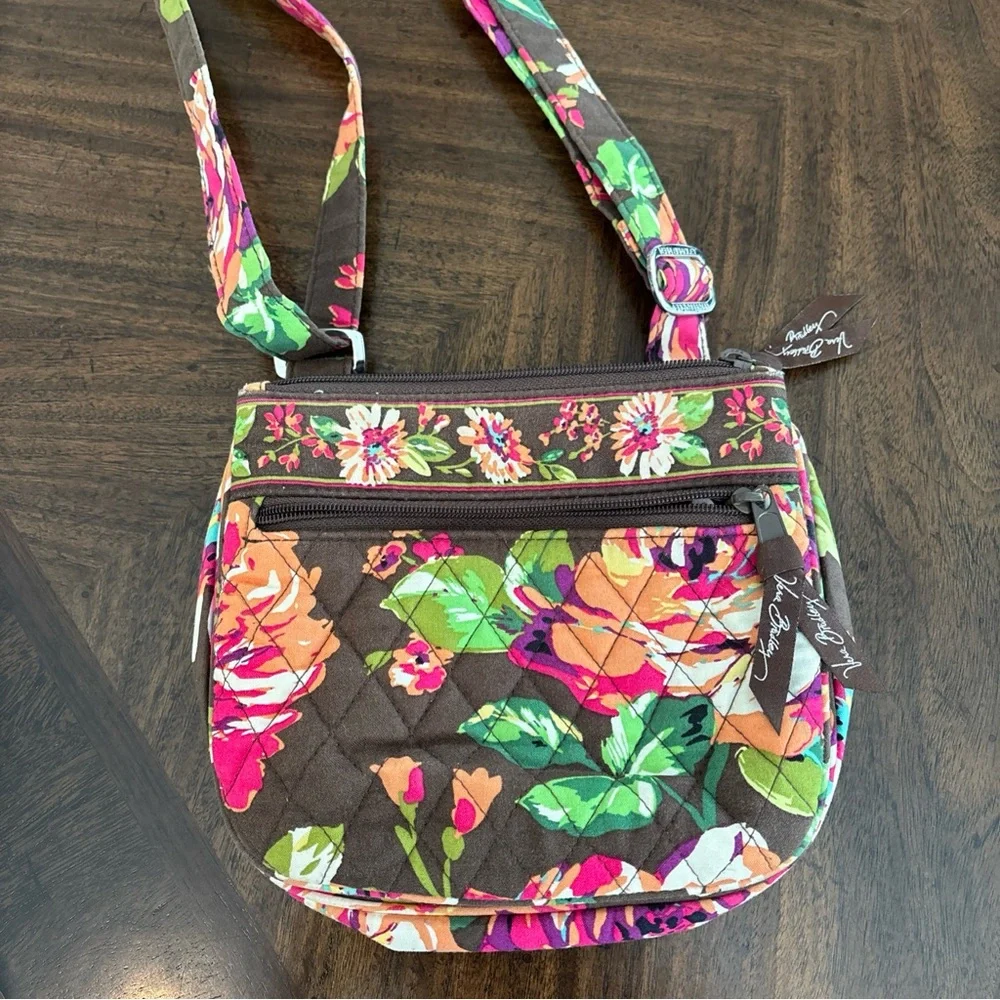 Vera Bradley Pink and Green Botanical Crossbody